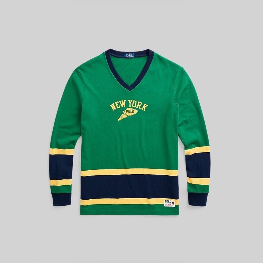 Polo Ralph Lauren P-Wing New York State Champs Hockey Jersey V-Neck
